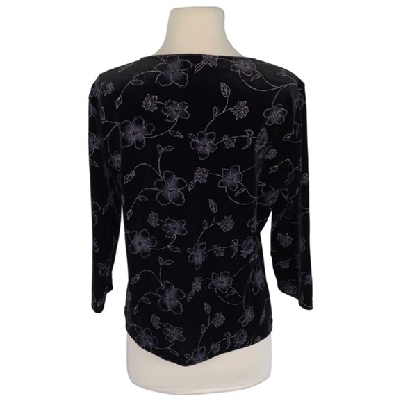 Y2K Velvet Sparkly Floral Top Petite Large - Picture 3 of 10